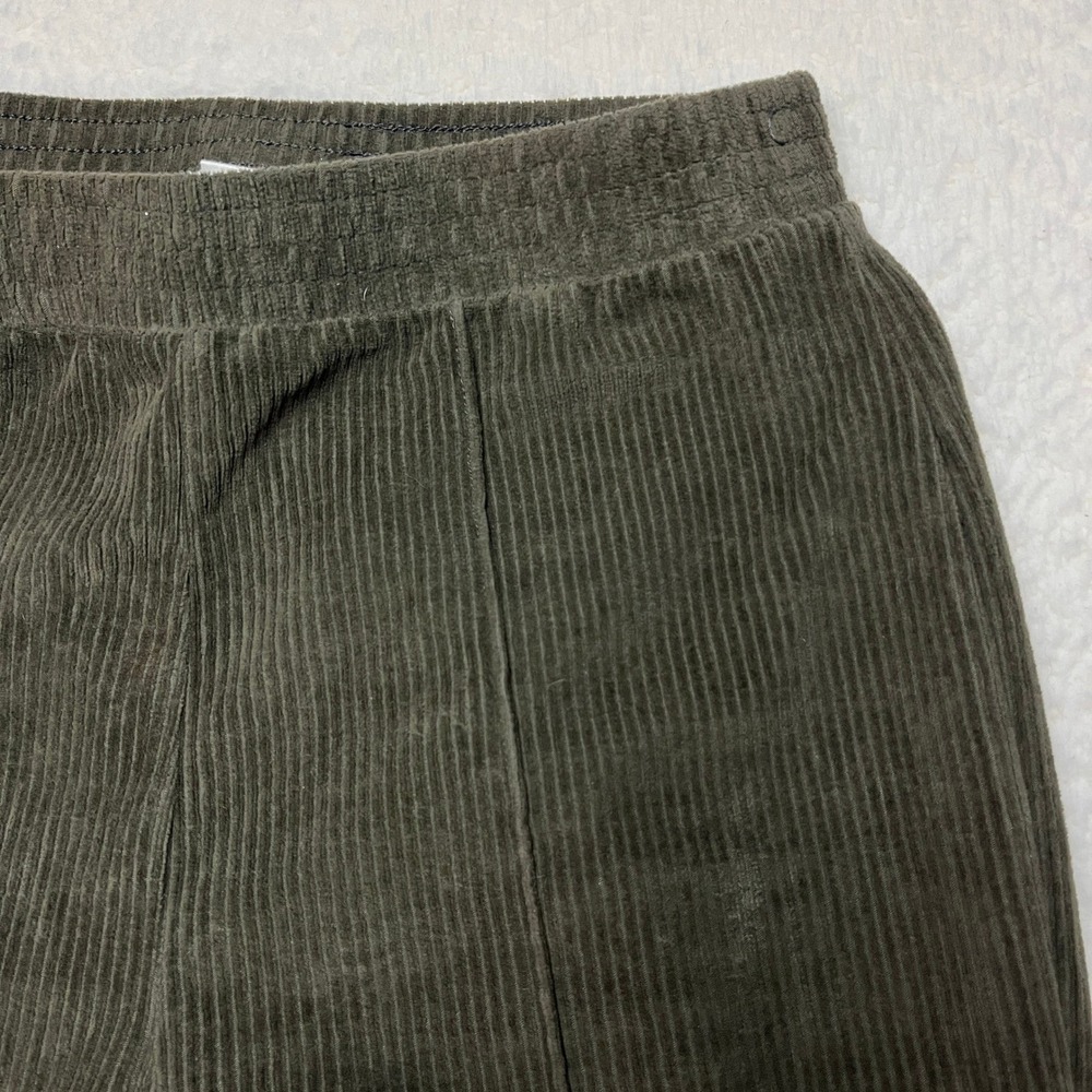 Aerie Pants Womens S Green Corduroy Flare Leg High Rise Elastic Waist 1453370966 - Picture 2 of 10